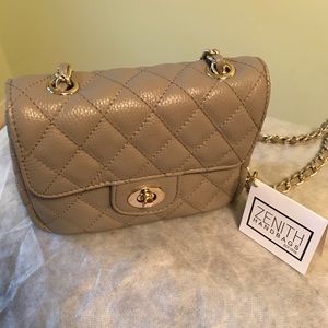 New Zenith leather handbag. Beige.